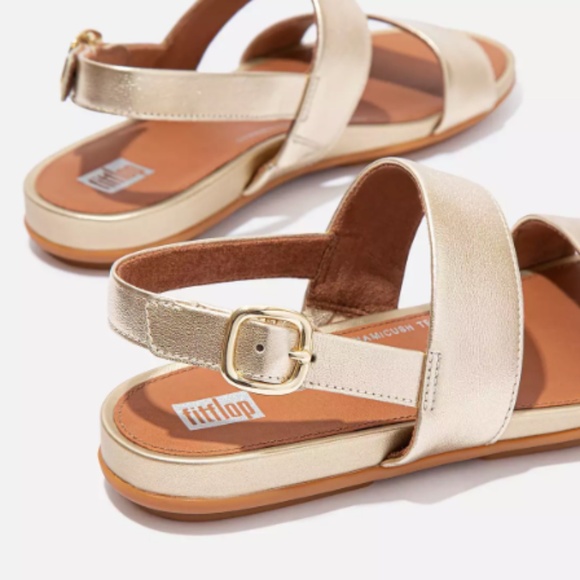 FIt Flop Gracie Metallic Leather Back-Strap Sandals, Platino, Size 9 - Picture 4 of 7